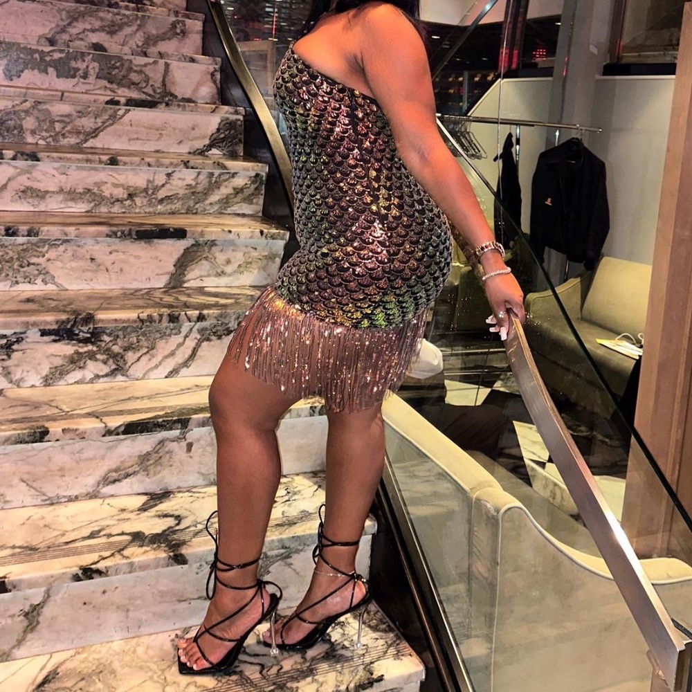 Fashion Nova Sequin Halter Dress